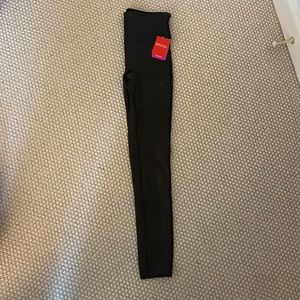 Spanx faux leather pebbled leggings.